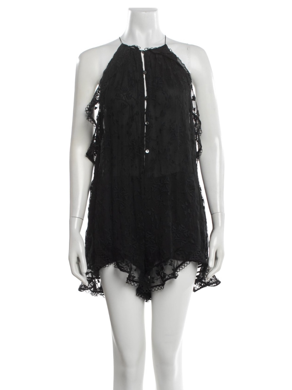 Zimmermann Sheer Black Silk Halter Romper